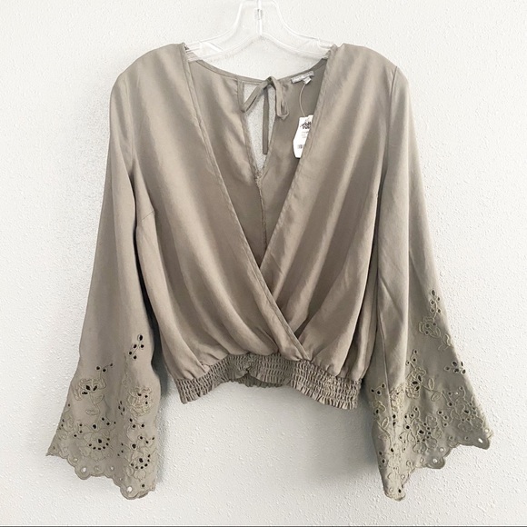 Charlotte Russe Tops - V neck crochet sleeve blouse new with tags